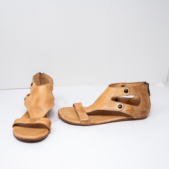 Bed Stu Soto Genuine Leather Open Toe Perforated Sandals Shoes Brown Tan 9 - Picture 1 of 4